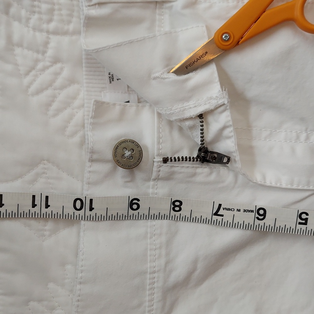 - Sonoma Women's White Cargo Stretchy Pants, Elastic Waistband Size 14, Like New - Picture 8 of 9